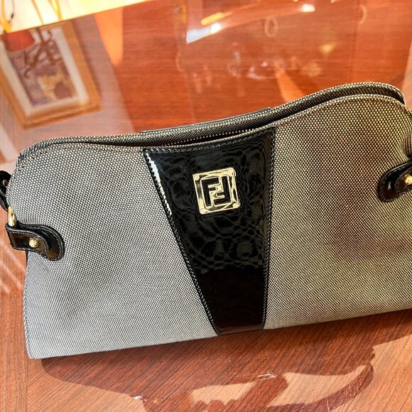 Fendi Handbags - Fendi Black and Gray Shoulder Bag